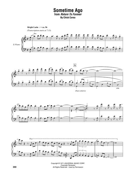 Chick Corea Sometime Ago Sheet Music Notes Download Printable Pdf Score 814083