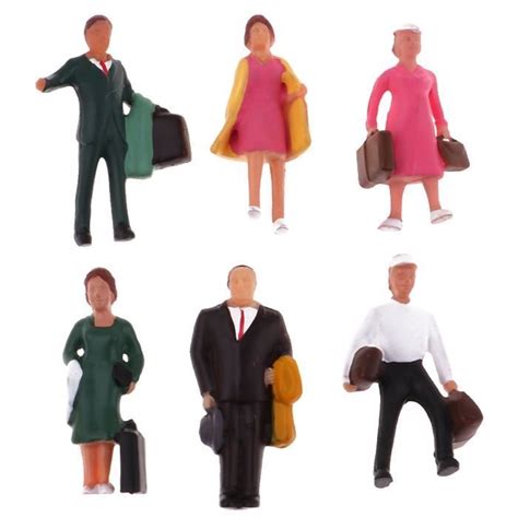 6pcs 1 87 Modèle de Personnages de Train Parc Rues Figurines Jouet