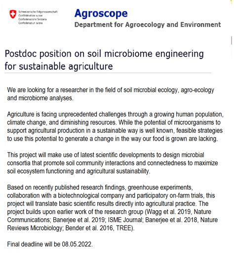 Agristok On Twitter Postdoc Job In The Field Of Soil Microbial