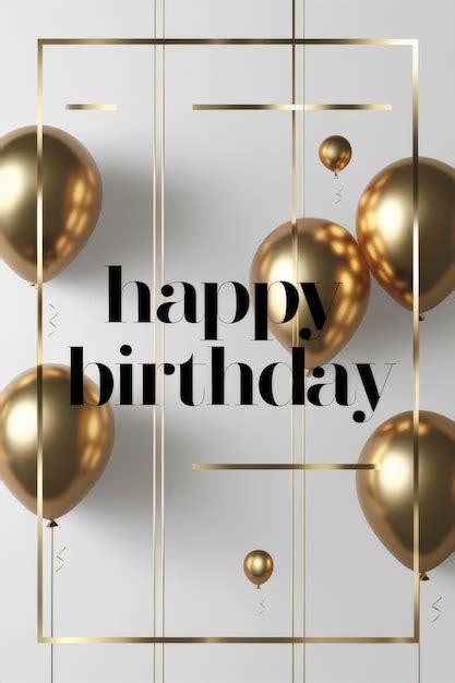 Premium Photo Happy Birthday Card With Gold Balloons