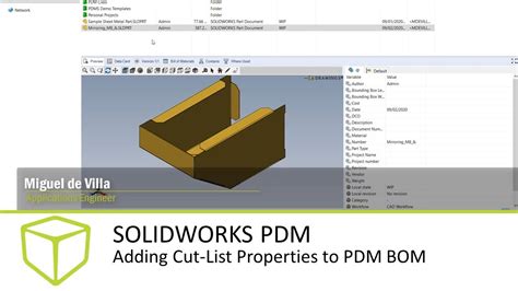 SOLIDWORKS PDM Tutorial Adding Cut List Properties To PDM BOM YouTube