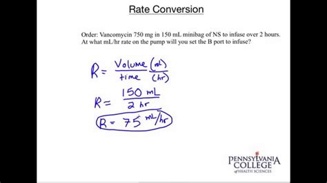 Rate Conversion 20 Setting An Iv Pump Mlhr Youtube