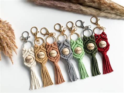 Macram Keychain Personalized With Name Etsy Keychain Etsy Single