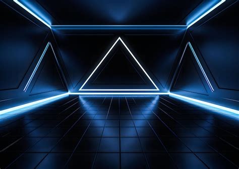 Premium Photo Modern Futuristic Blue Neon Lights Background