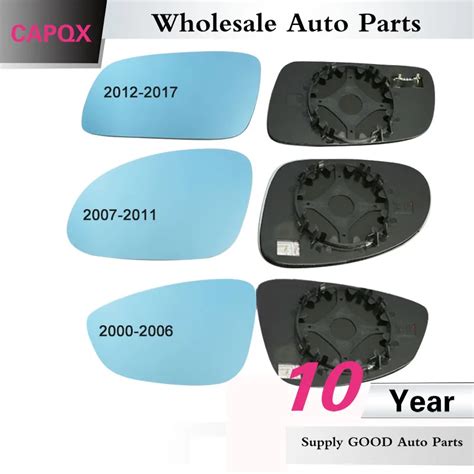 CAPQX 1Pair With Heated Rear View Mirror Blue Glass Lens For VW Passat