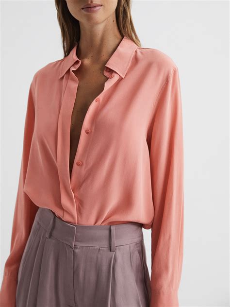 Reiss Eden Matte Silk Tunic Shirt Reiss Australia