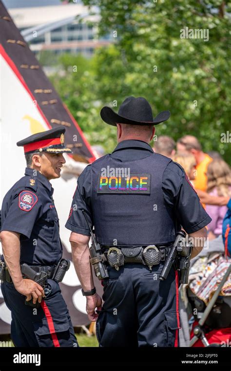 Calgary Alberta July 1 2022 Police At Canada Day Celebrations In