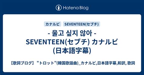 울고 싶지 않아 Seventeenセブチ カナルビ日本語字幕 【歌詞ブログ】 トロット韓国歌謡曲カナルビ