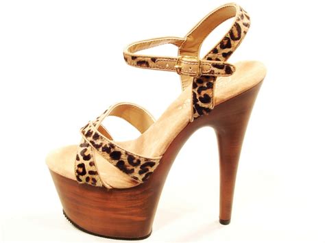 Pleaser Shoes Adore 770fw Leopard Print Wood Look 7 High Heel Platform