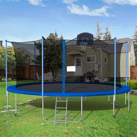 Uhomepro 16ft Trampoline With Basketball Hoop Safety Net And Ladder