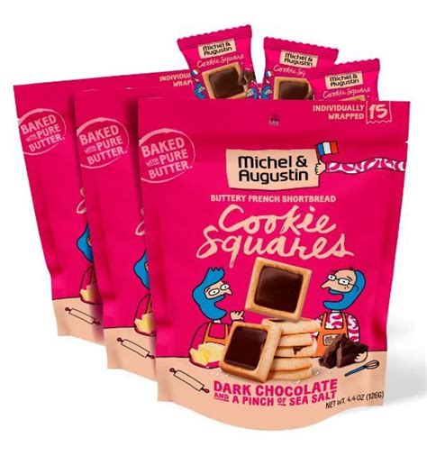 Michel Et Augustin Gourmet Chocolate Cookie Squares Dark Chocolate