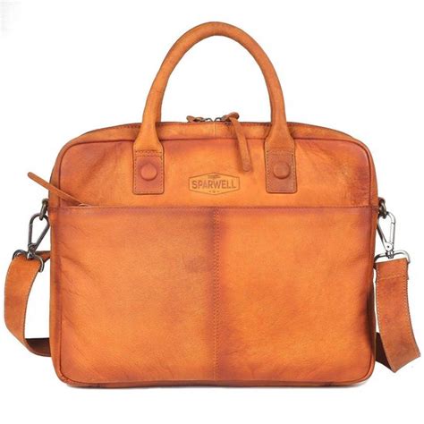 Sparwell Tas Lederen Laptoptas 14 Inch Aktetas Handtas 100