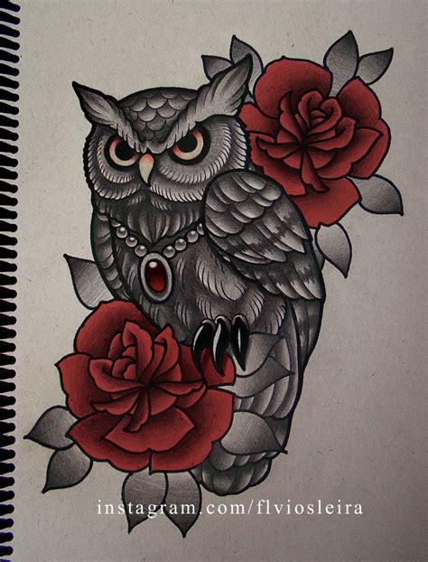 Rose And Owl Tattoo Printable Calendars At A Glance