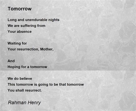 Tomorrow Poem By Rahman Henry Poem Hunter