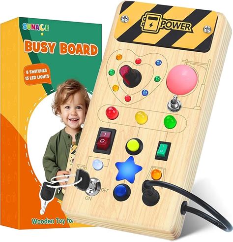 Sunace Montessori Busy Board En Bois Avec Interrupteurs Led