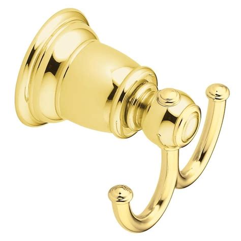 Moen Kingsley Double Hook Polished Brass Towel Hook In The Towel Hooks Department At