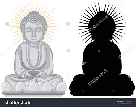 Black White Clipart Buddha Statu Images Stock Photos Vectors