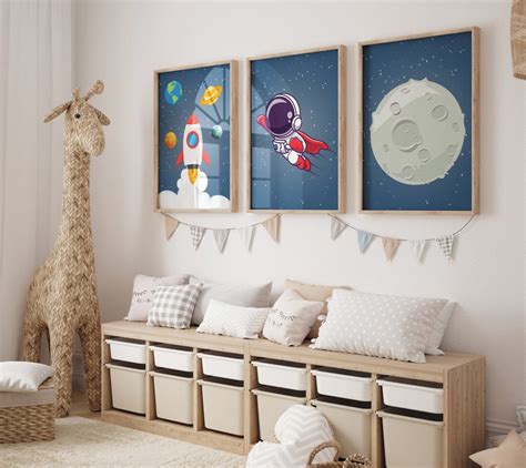 Kit Quadros Decorativo C Moldura Astronauta Grande A C Elo