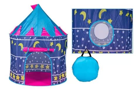 TENTE DE JEU Pour Enfants 100x135cm Bleu Cabane Château Cirque Lune