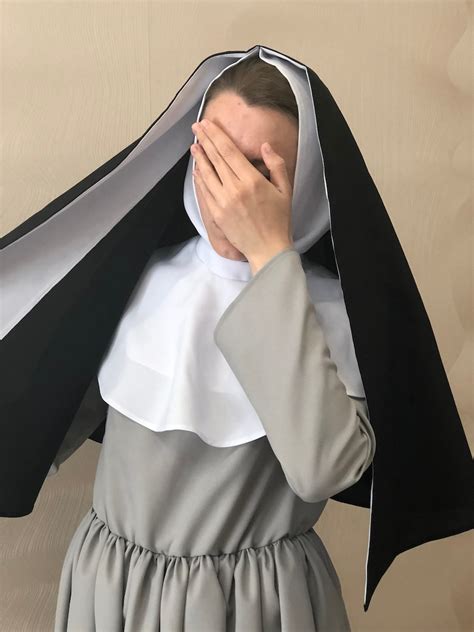 Nun Costume Nun Habit Veil Gray Black Nuns Costume Medieval Etsy