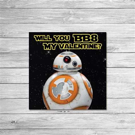 Star Wars Force Awakens BB8 Valentines Card Star Wars Etsy