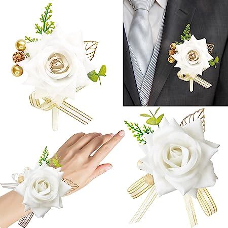 Amazon de AMANMAN Hochzeit Boutonniere Rose 2 Stück Bräutigam