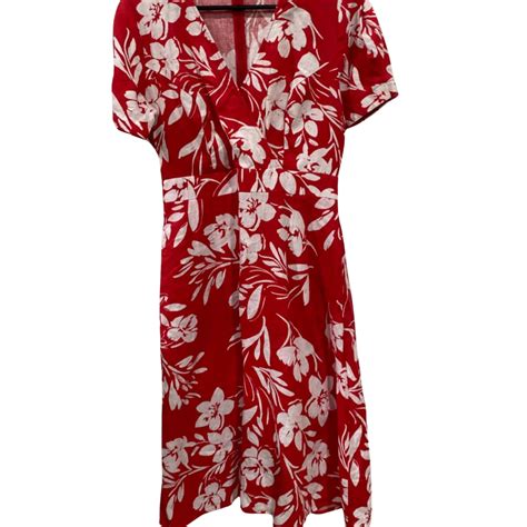 Jacqui E Womens Size M Floral Dress Floral Red White S