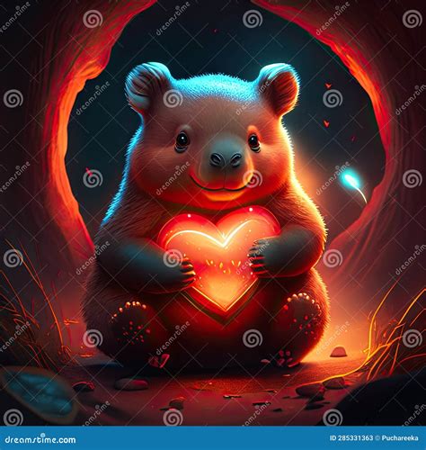 Cute Wombat Hugging Heart Valentine S Day Card With A Cute Bear And