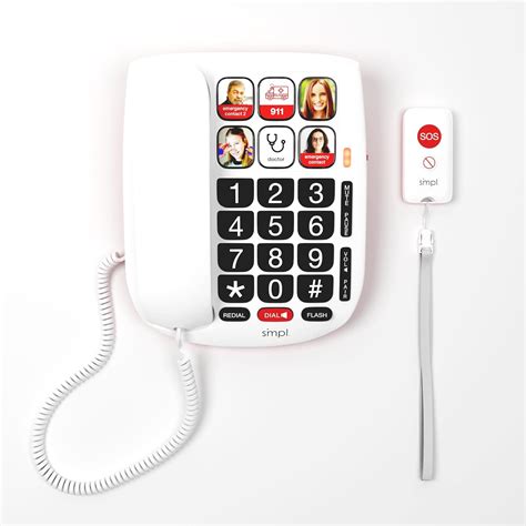 Smpl Hands Free Dial Photo Memory Corded Phone One Touch Dialing Large Buttons Seniors