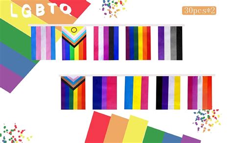 Amazon XCFH 2 Set All Pride Rainbow Gay Flags Banner String Bunting LGBTQ Decoration 64
