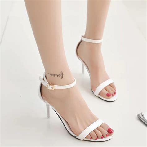 Classy White Ankle Strap Peep Toe High Heels Fashion Sandals On Luulla