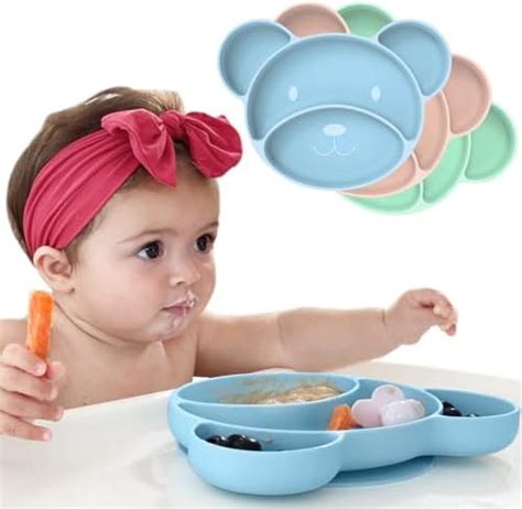 Baby Divided Plate Silicone 2 Set Portable Non Slip Child