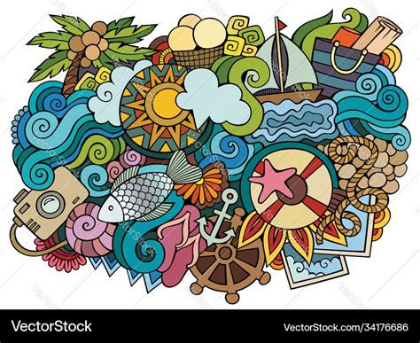 Sommer Hand Gezeichnet Cartoon Doodles Lustige Reise