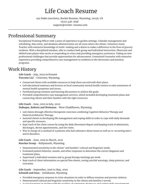 Life Coach Resumes Rocket Resume