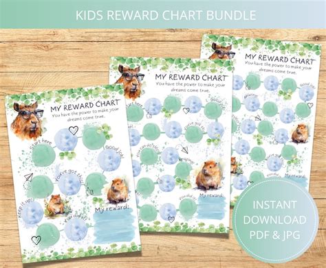 Printable Capibara Reward Chart, Kids Behavior Core Chart PDF Instant Download, Toddlers Teens ...