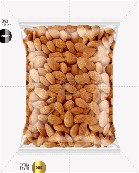 Glossy Dry Fruits Bag Mockup Almond Blue Mockups