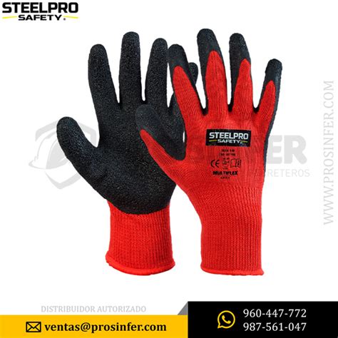 Guante Multiflex Latex Rojo Steelpro Al Por Mayor Prosinfer