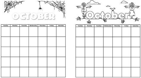 Printable Calendars For October Worksheets Library