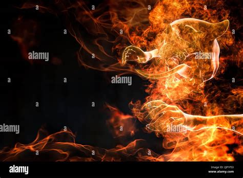 D Rendering Of An Evil Spirit Burns Up In A Hot Fire Flame Stock Photo Alamy