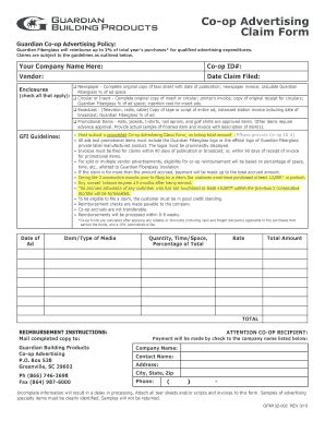 Fillable Online GFM132 002 Co Op Advertising Claim Form Fax Email