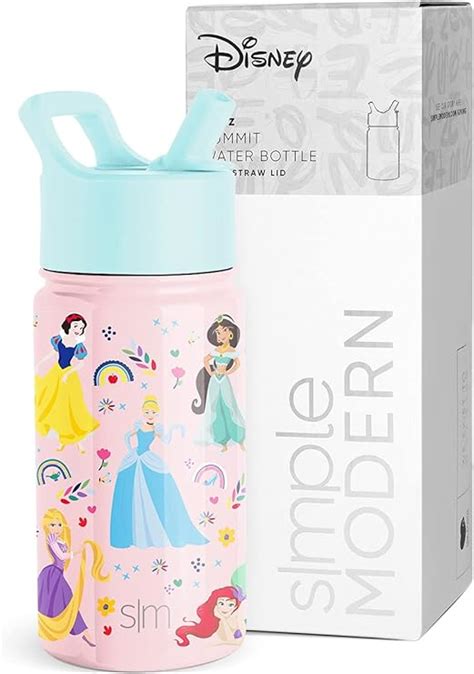 Simple Modern Disney Princesses Botella de agua para niños con tapa y