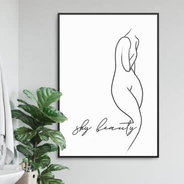 Plakat W Ramie Line Art Shy Beauty