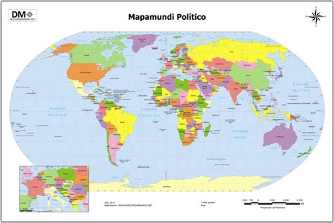 MAPAMUNDIS Políticos con Nombres para Descargar e Imprimir