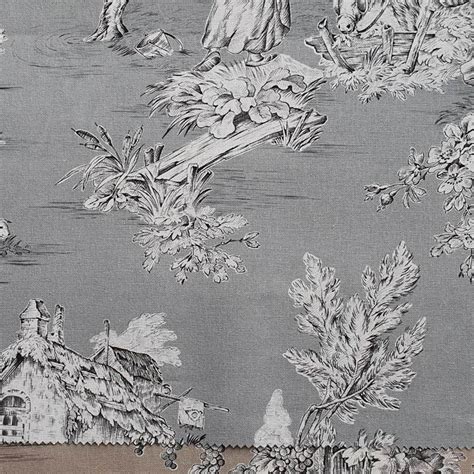 Toile De Jouy Coton Pastorale Grise