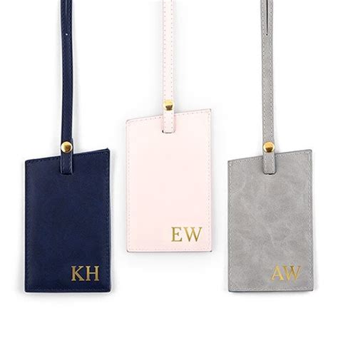 Faux Leather Monogram Luggage Tag Vegan Destination Etsy