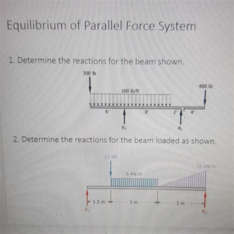 solved equilibrium  parallel force system  determine  cheggcom