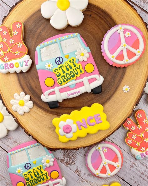 Groovy Cookies Personalizadas Groovy Theme Birthday Hippie Etsy