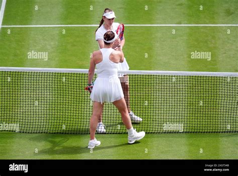 Elena Rybakina Celebrates Her Victory Over Elina Svitolina On Day Ten Of The 2024 Wimbledon