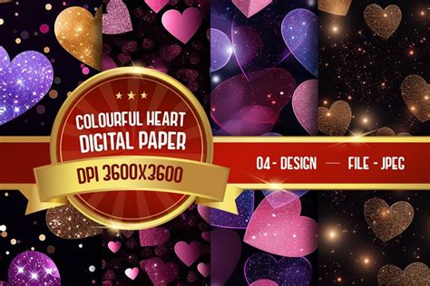 Colorful Heart Digital Paper 3127396