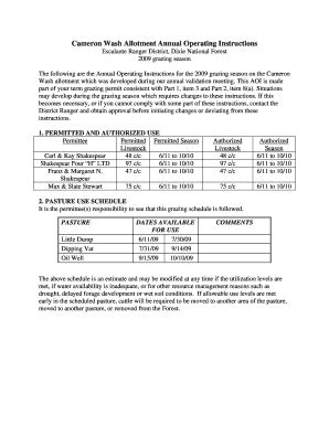 Fillable Online Fs Usda Cameron Wash Annual Operating Plan Cameron